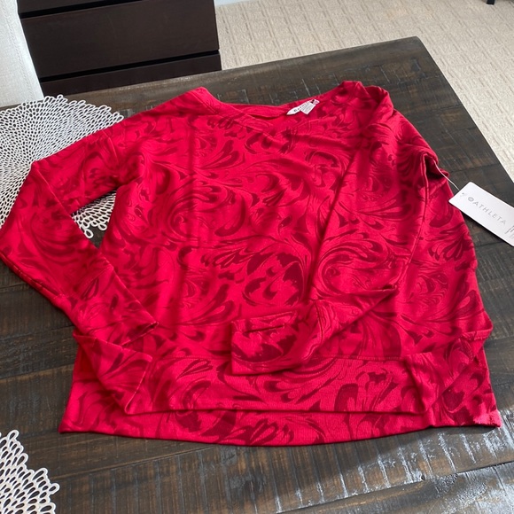 Athleta Tops - 🔥NWT Red Athleta Luxe V-Neck Sweatshirt!